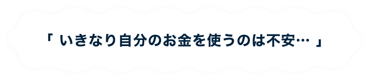 「 いきなり自分のお金を使うのは不安… 」